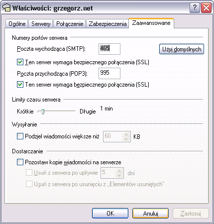 Konfiguracja serwerów POP3 i SMTP